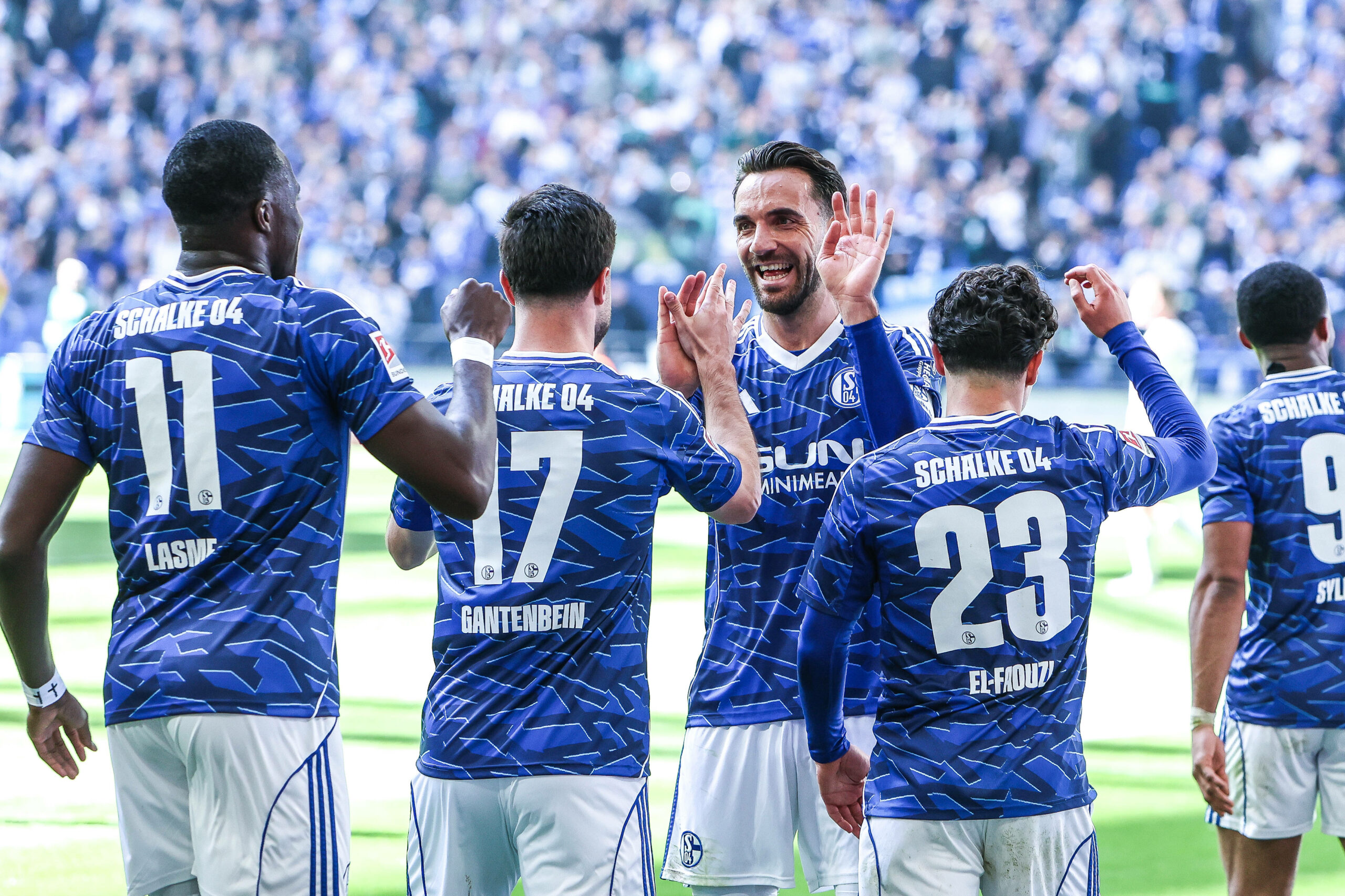 Die Schalker Spieler beim Torjubel