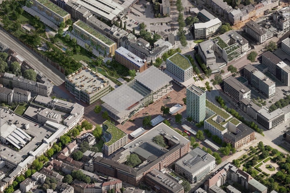 Dieser Gewinner-Entwurf setzt vor allem auf Umwandlung der bestehenden Gebäude als auf Abriss und Neubau.