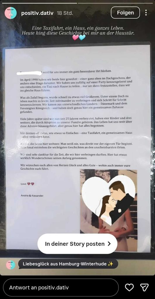 Mit einem Aushang in einem Winterhuder Wohnhaus machten die beiden auf ihre Geschichte aufmerksam.