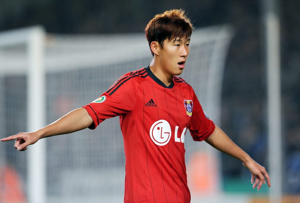 Heung-min Son bei einem Spiel mit Bayer 04 Leverkusen