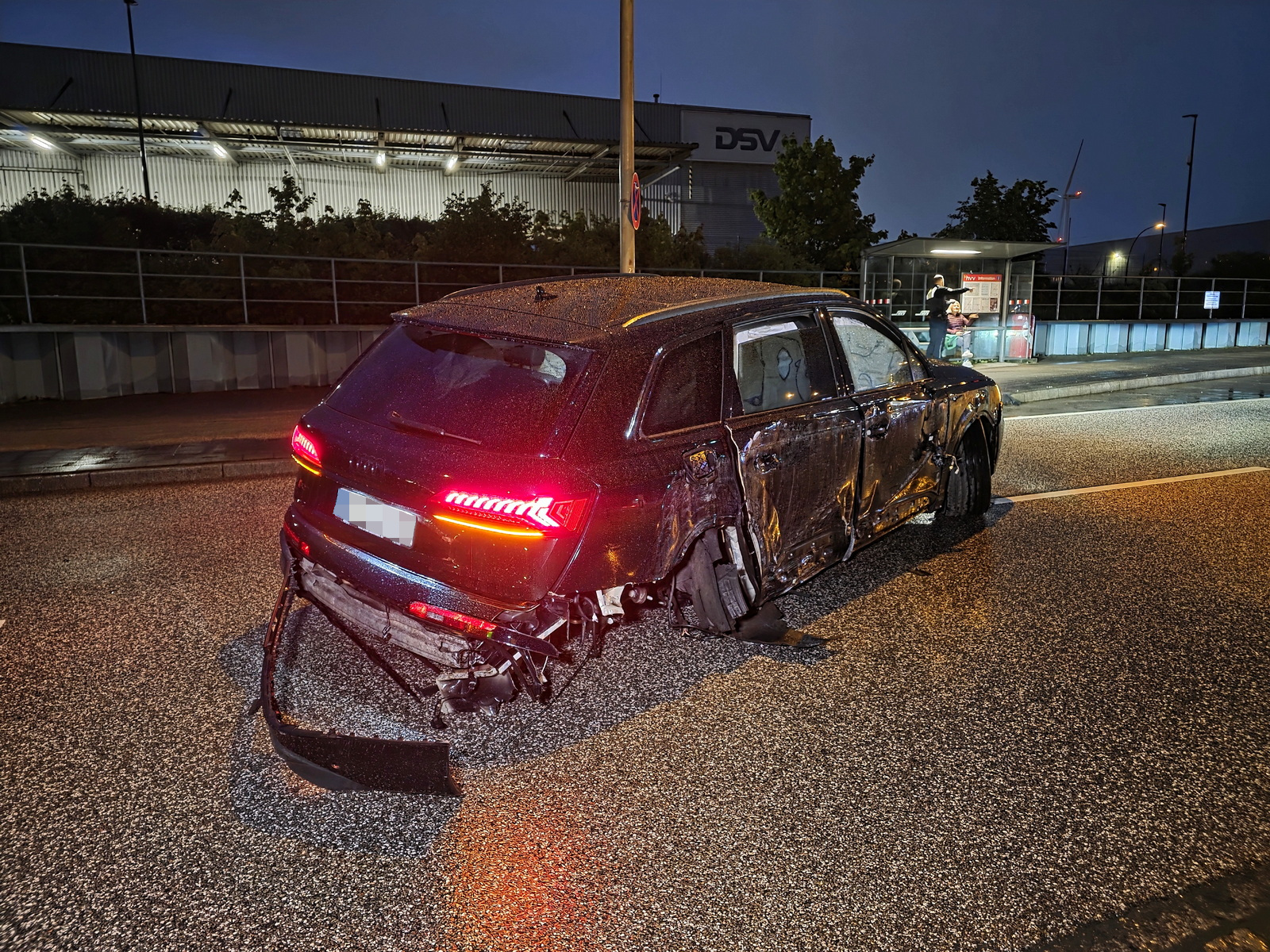 Ein schwer beschädigter Audi