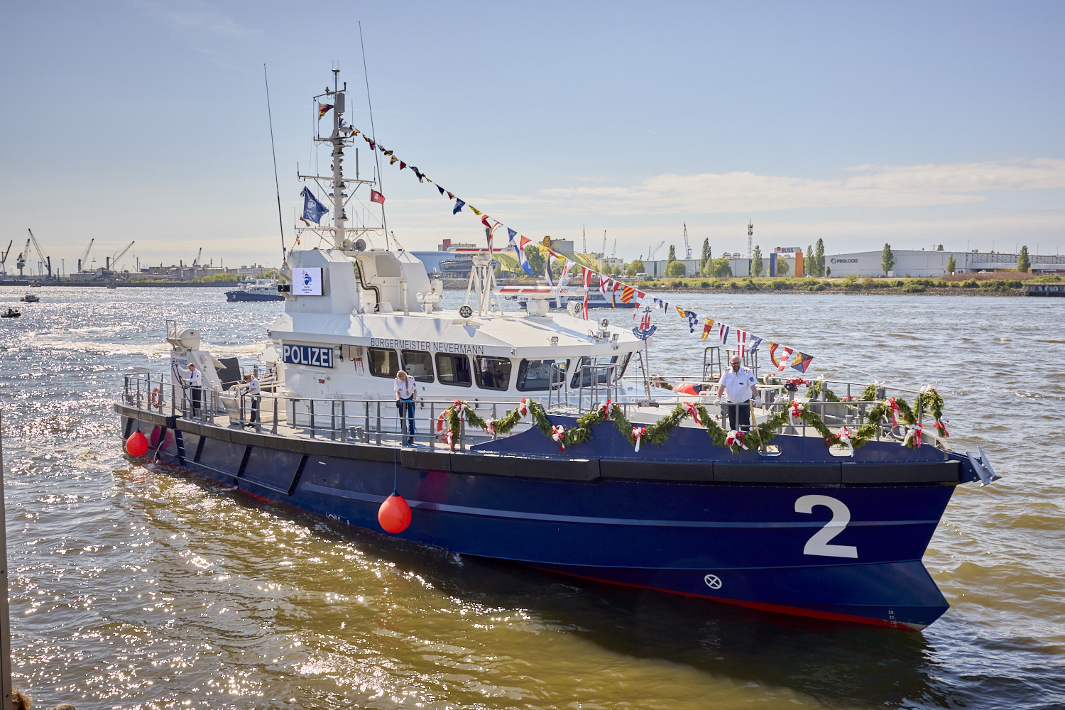 Das neue Polizeiboot, die „Bürgermeister Nevermann“.