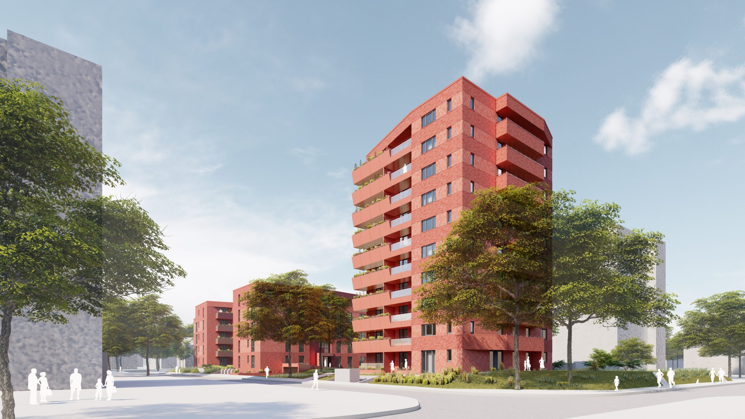 Visualisierung des geplanten SAGA-Neubauprojekts am Jahnkeweg in Hamburg-Bramfeld.