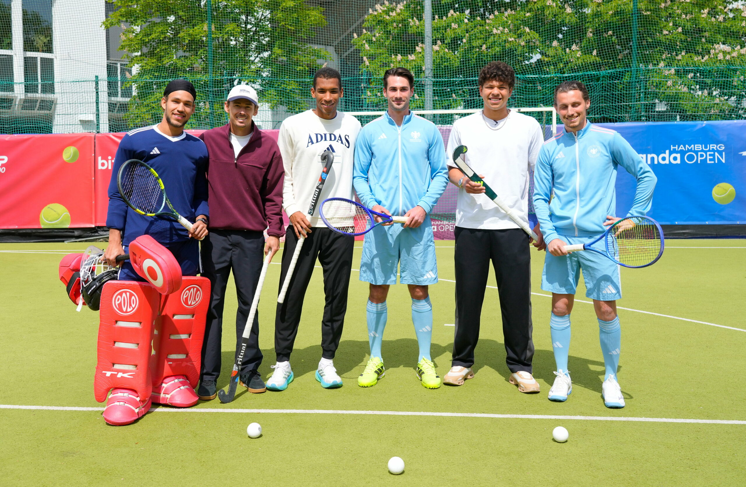 Hockey-Torwart Joshua Onyekwue, die Tennis-Stars Alex de Minaur und Félix Auger-Aliassime, Hockey-Nationalspieler Benedikt Schwarzhaupt, Tennis-Star Ben Shelton und Hockey-Nationalspieler Johannes Große